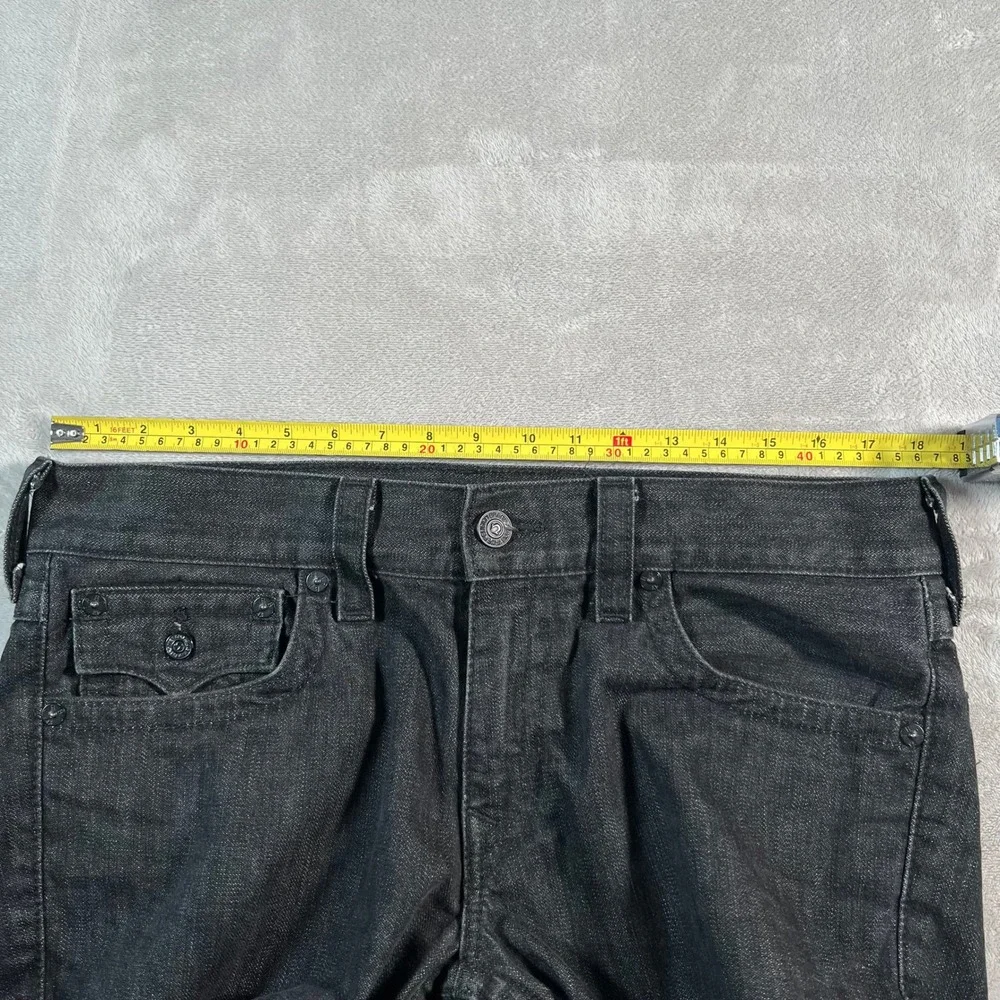 True Religion Jeans Men's Size 36x34 Black Denim Ricky Straight Leg Made in USA